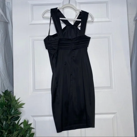 House of Dereon Satin Black & White Bow Dress Size 12 ALTERED - Picture 3 of 6
